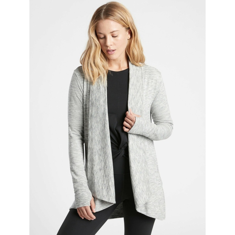Athleta Pranayama Restore Wrap in Gray Heather Long Open Cardigan size small